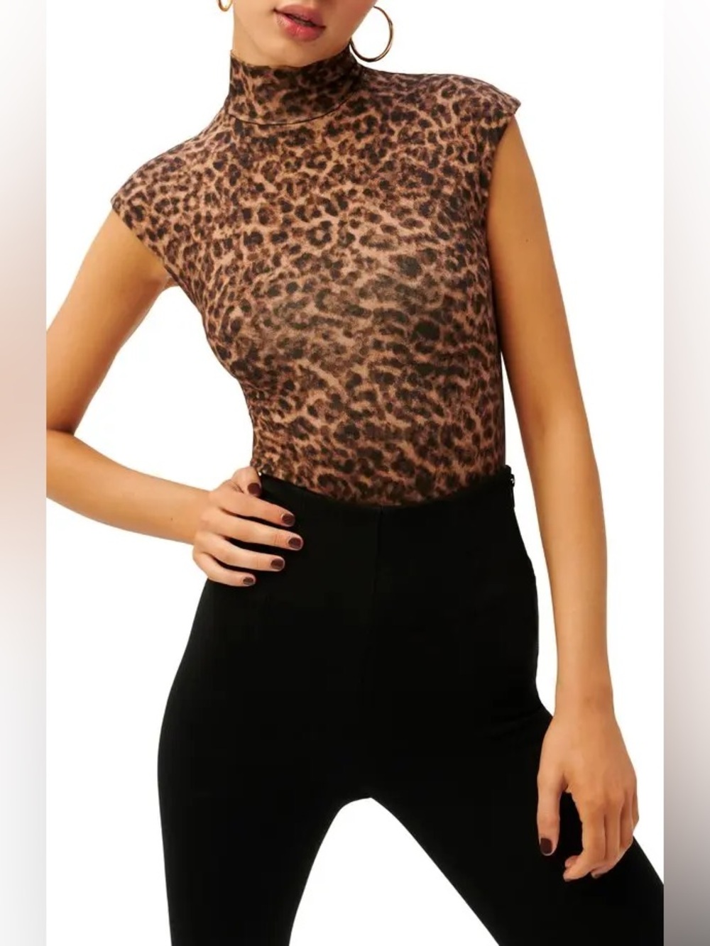 Good American Weightless Sculpting Bodysuit, Sepia Layered Leopard, Size 0